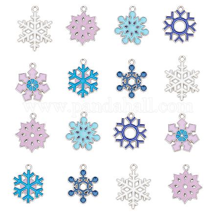PandaHall 56 Pieces 7 Colors Enamel Snowflake Charms Snowflake Winter Charms Necklace Bracelet Earring Pendant Charm Christmas DIY Decoration Charms for Jewelry Making Crafts Supplies ENAM-PH0001-49P-RS-1