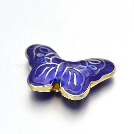 Butterfly Brass Enamel Beads KK-N0081-66A-1