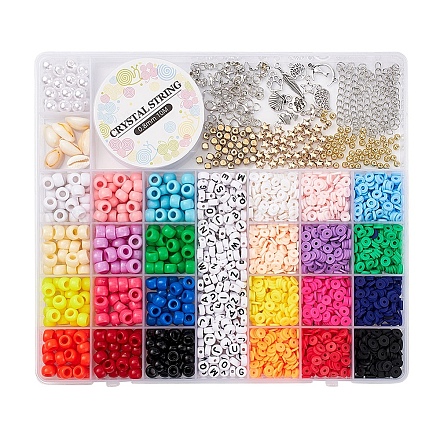 DIY-Heishi-Perlen und Barrel-Perlen-Schmuckset zur Herstellung von Kits DIY-YW0004-89-1