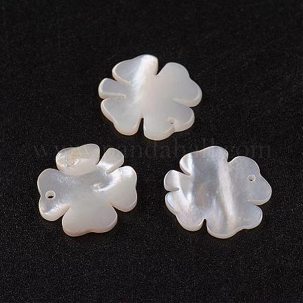 Natural White Shell Mother of Pearl Shell Pendants SSHEL-G014-62-1