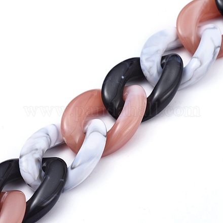 Conjuntos de cadenas de bordillo de acrílico hechos a mano de tres tonos AJEW-JB00601-02-1