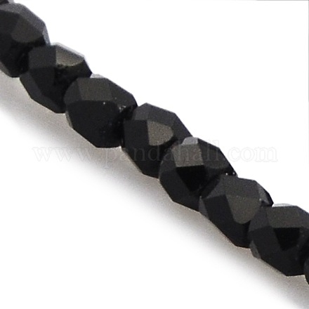Faceted Drum Black Glass Beads Strands GLAA-A032-3mm-02-1