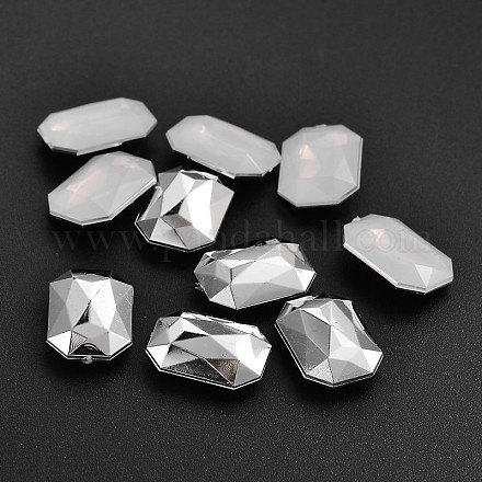 Faceted Rectangle Octagon Imitation Taiwan Acrylic Rhinestone Pointed Back Cabochons GACR-A010-13x18mm-48-1