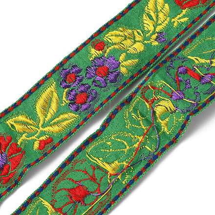 FINGERINSPIRE 5.47 Yards/5M Green Jacquard Ribbon Trim 30mm Wide Ethnic Embroidery Jacquard Ribbon Floral Pattern Embroidery Lace Ribbon Sewing Trim Ribbon for DIY Craft Wrapping Costume Accessories OCOR-FG0001-65-1
