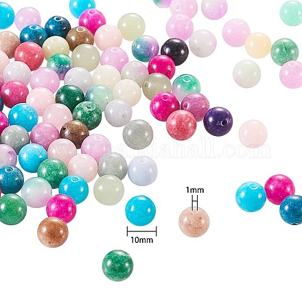 90 Stück 15 Stil gefärbte runde Perlen aus natürlicher weißer Jade G-SZ0001-06-1