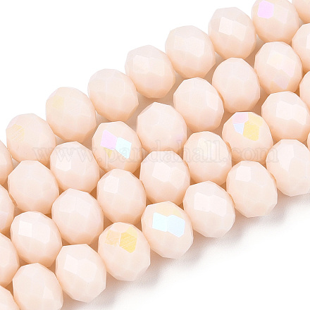 Electroplate Opaque Solid Color Glass Beads Strands EGLA-A034-P3mm-L20-1