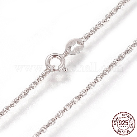 Collares de cadena tipo cuerda de plata de ley 925 con baño de rodio STER-L059-17P-1