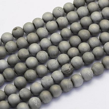 Galvanisieren natürliche druzy Achat Perlen Stränge G-G708-6mm-04-1