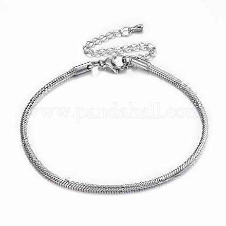 304 Stainless Steel Snake Chain Bracelets BJEW-H491-01P-1