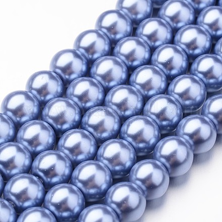 Fili di perle rotonde di perle di vetro tinto ecologico X-HY-A008-8mm-RB015-1
