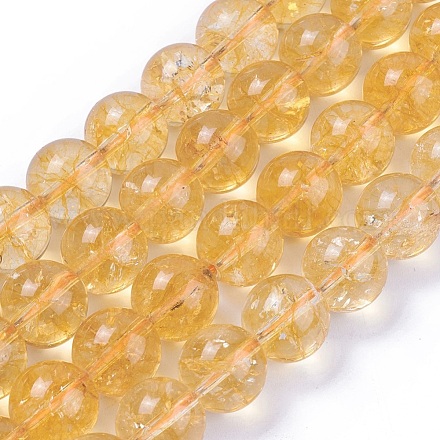 Chapelets de perles de citrine naturelle G-E326-12mm-01-1