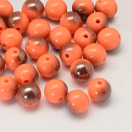 Gunmetal Half Plated Acrylic Round Beads PACR-R236-10mm-12-1
