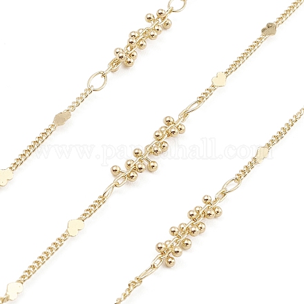 Brass Heart & Beaded Link Chains CHC-M025-15G-1