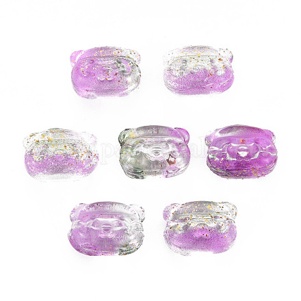Perles de verre peintes par pulvérisation transparentes deux tons GLAA-T022-02-A01-1