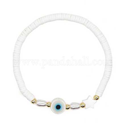 Bracciale elasticizzato con perle di conchiglia BJEW-BB727272796-A-1