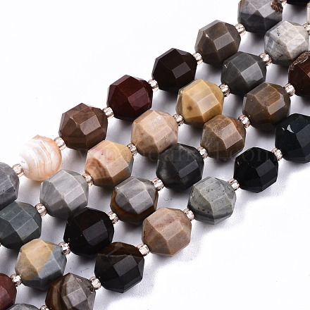 Chapelets de perles en jaspe avec images naturelles G-S362-067B-1