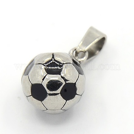 Pendentifs de ballon de football / soccer en 304 acier inoxydable d'accessoires de collier à la mode STAS-L012-B01P-1