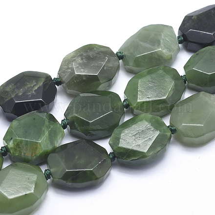 Cuentas de jade verde natural hebras G-K223-44A-1
