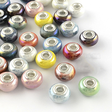 Rondelle ab-color porcellana fatti a mano perle europee PORC-R042-M3-1