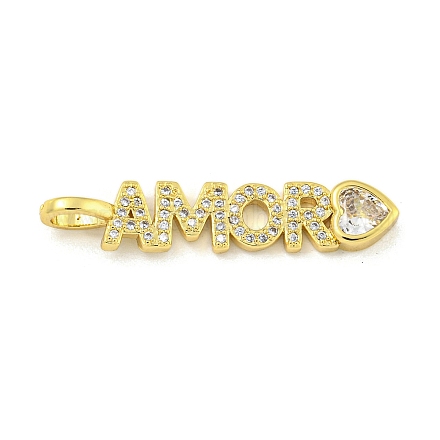 Слово Amor Стойка с покрытием из латуни с микро-паве KK-Z053-11G-01-1