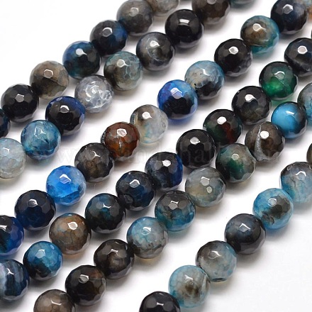 Dyed Natural Agate Faceted Round Beads Strands G-E267-25-1