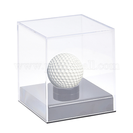 正方形の透明なアクリル野球の陳列ケース  防塵野球収納ホルダー  正方形  透明  完成品：9.8x9.8x11.2cm CON-WH0092-19-1