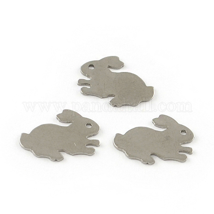 Rabbit Smooth Surface 201 Stainless Steel Stamping Blank Tag Bunny Charms STAS-R063-69-1