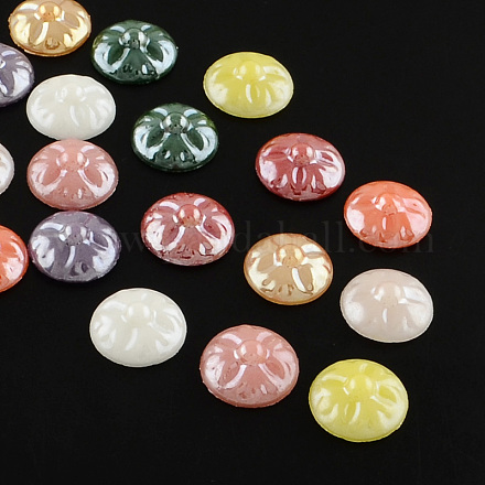 Pearlized Plated Opaque Glass Cabochons PORC-R040-10mm-M-1