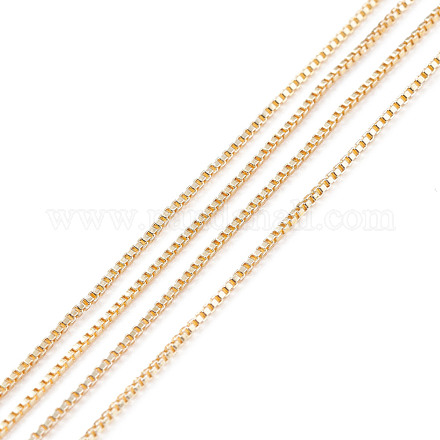 （不良見切り販売：酸化）調整可能な電気メッキ真鍮ベネチアンチェーンネックレス作り  長持ちメッキ  カニカンとラウンドビーズ付き  ゴールドカラー  44.9x0.08cm MAK-XCP0001-11-1