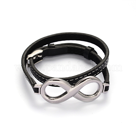 Infinity PU Leather Cord Wrap Bracelets BJEW-F205-22A-1