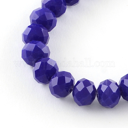 Faceted Solid Color Glass Rondelle Bead Strands GLAA-Q044-6mm-05-1