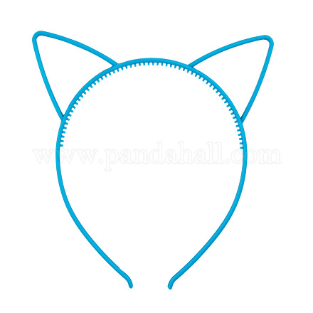かわいい猫の耳のプラスチック製のヘアバンド  女の子のためのヘアアクセサリー  ライトスカイブルー  165x145x6mm OHAR-PW0001-164L-1