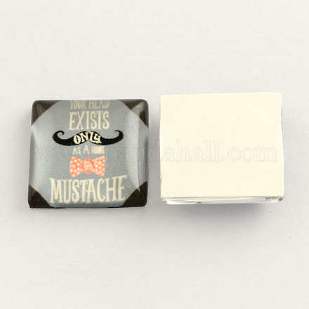 Motif moustache verre cabochons carrés X-GGLA-S022-12mm-12P-1