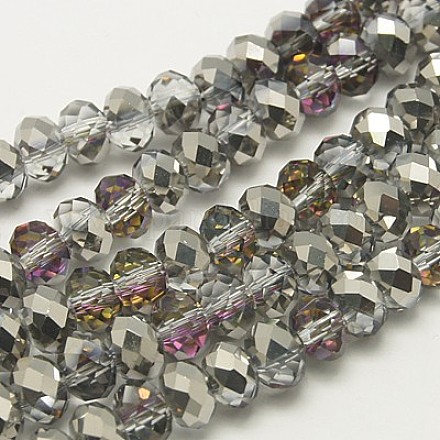 Perlas de vidrio electrochapado de Rondelle facetado semicapa X-EGLA-D020-8x5mm-21-1