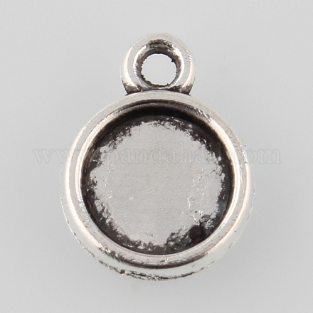 Supports de pendentif de cabochon rond plat d'argent antique de style tibétain TIBEP-M022-27AS-1