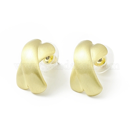 Alloy Criss Cross Stud Earrings with 925 Sterling Silver Pins for Women EJEW-G310-10G-1