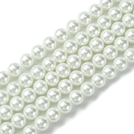 Fili di perle rotonde di perle di vetro tinto ecologico HY-A002-8mm-RB001-1