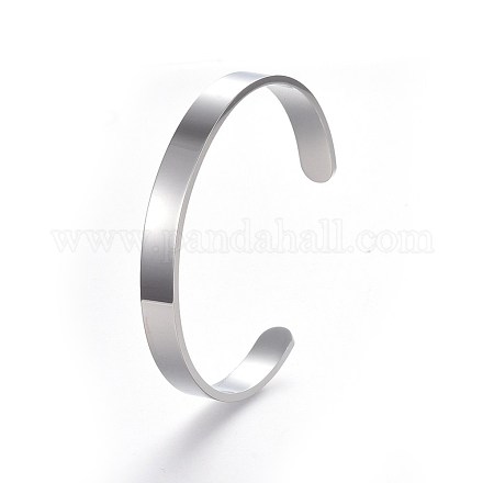 304 Stainless Steel Blank Cuff Bangles BJEW-E361-11P-1