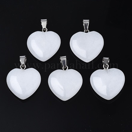 Corazón colgantes de jade blanco natural G-Q438-01-1