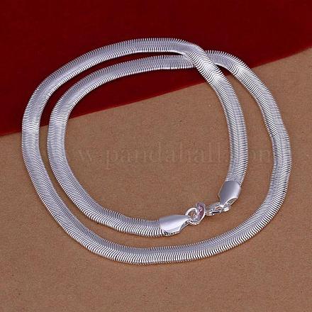 Popular Silver Color Plated Brass Herringbone Chain Necklaces For Men NJEW-BB12741-24-1