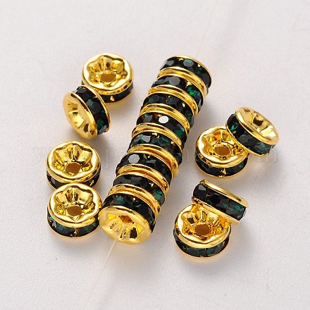 Rondelle Golden Brass Grade A Rhinestone Spacer Beads RB-F016-22G-NF-1
