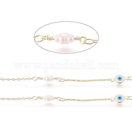 Handgefertigte Perlenkette aus Messing CHC-G011-18G-1