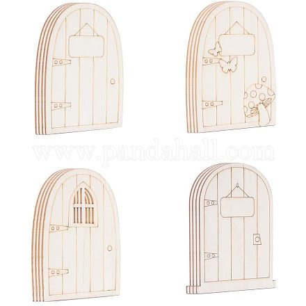 NBEADS 24 Pcs Unpainted Fairy Theme Mini Door Shape Wooden Pieces WOOD-NB0001-20-1