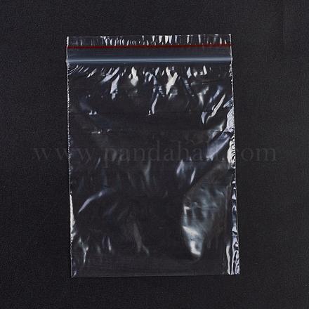 プラスチックジップロックバッグ  再封可能な包装袋  トップシール  セルフシールバッグ  長方形  レッド  13x9cm  片側の厚さ：1.1ミル（0.028mm） OPP-G001-E-9x13cm-1