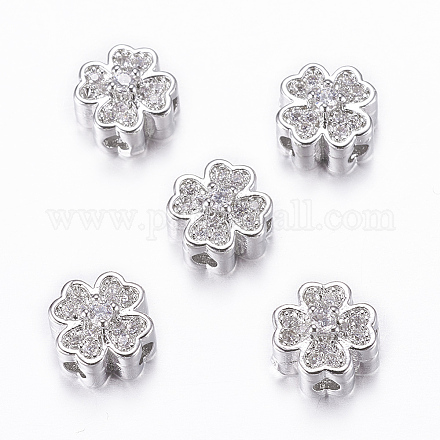Perles de placage en laiton avec zircone cubique de micro pave X-ZIRC-A006-04P-02-1