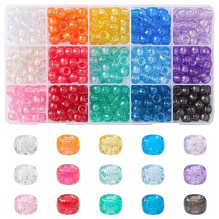 450 pz perline di plastica trasparenti in 15 colori KY-YW0001-49-1