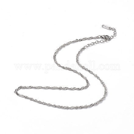304 Singapur-Halskette aus Edelstahl für Männer und Frauen NJEW-K245-013B-1