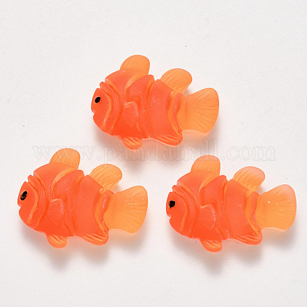 半透明のつや消し樹脂カボション  魚  レッドオレンジ  24x20x7mm CRES-N022-11-1