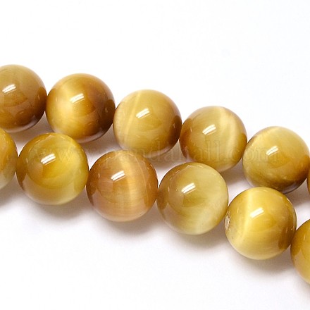 Natural Gold Tiger Eye Beads Strands G-C076-12mm-1AA-1