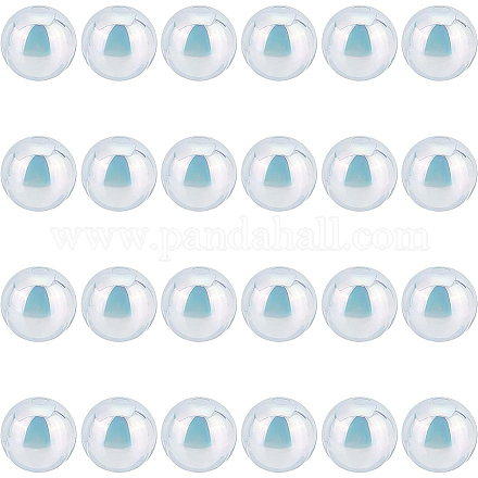 Benecreat abs プラスチック模造真珠ビーズ  ABカラーメッキ  ラウンド  ホワイト  7.5~8mm  穴：1.8mm  24個/箱 KY-BC0001-30-1